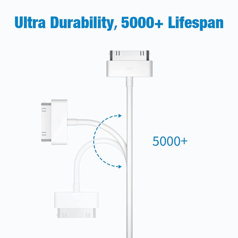 sarmert 4.0ft Apple Certified 30 Pin USB Charging Cable for iPhone 4/4s, iPad 1/2/3, iPod Touch/Nano - White (1 PCS)