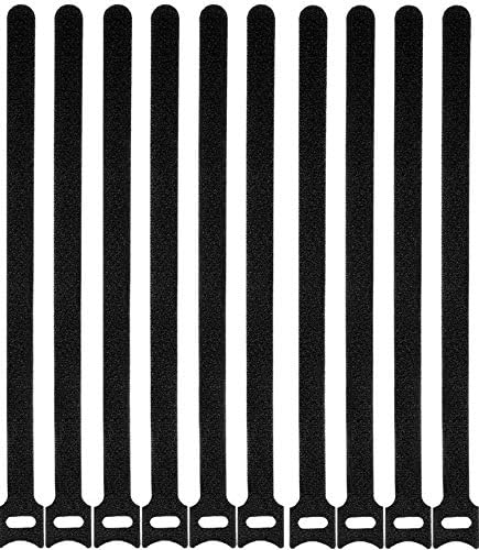 50 Pcs Reusable 12 Inch Fastening Cable Ties, Microfiber Cloth Hook and Loop Cord Ties, Black