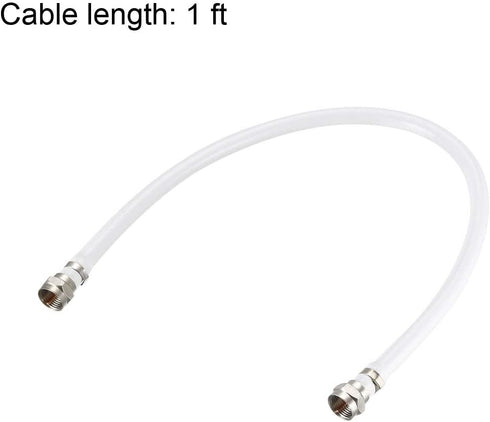 uxcell RG6 Coaxial Cable with F Type Male to F Type Male Connectors, 1 ft, 2pcs
