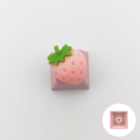Personalized Cute Cartoon Transparent Keycap, Handmade OEM Profile Keycap for Mechanical Keyboard MX Switch (Strawberry)