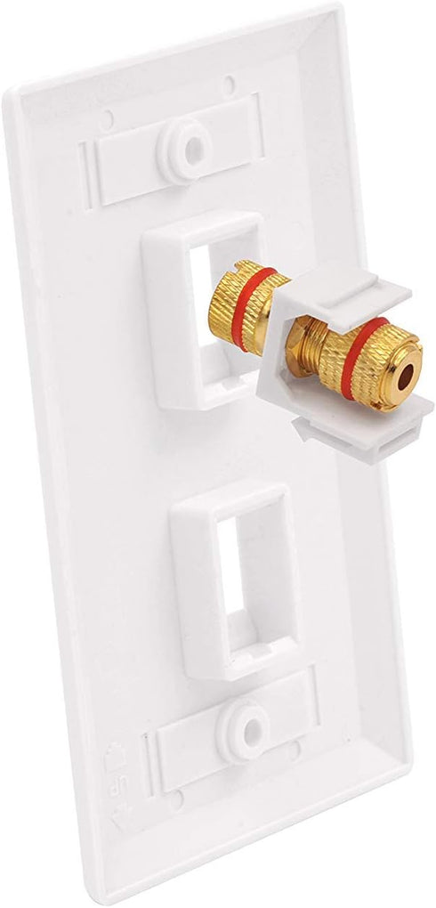 VCE Banana Jack Binding Post Keystone Jack Insert with Black & Red Rings, Screw Type Audio Speaker Keystone (3 Pairs)