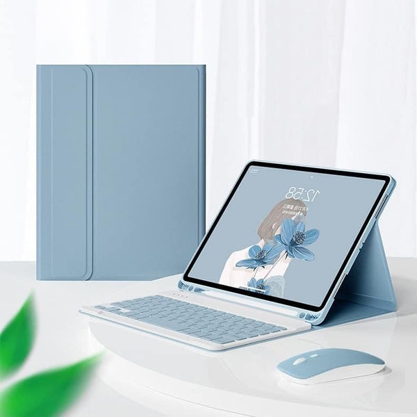 Keyboard Case with Mouse for iPad Pro 13 Inch (2024), Ultra Thin Bluetooth Keyboard with Pencil Holder, Mist Blue
