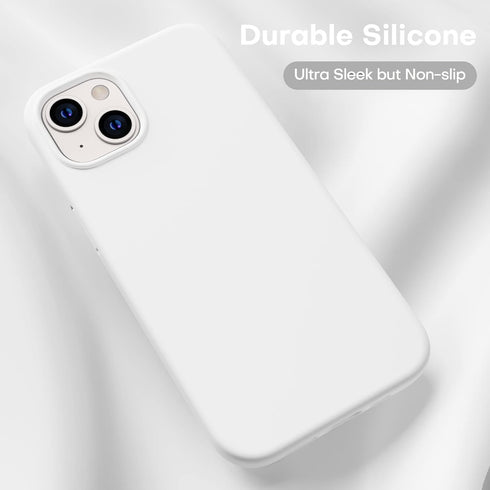 CellEver Ultra Durable Silicone Case for iPhone 13, 6.1 inch, White with Military Grade Protection & Soft Microfiber