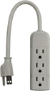 PS28U Compact Grounded 3-Outlet Power Strip, UL Listed, 1-Foot, 2-Pack