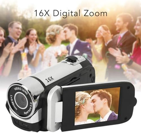 1080P 16MP 2.4 Inch 16X Video Camera Camcorder, Digital Camera Recorder, Rotatable Screen Digital Zoom Camcorder Camera