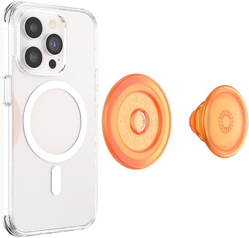 PopSockets Phone Grip Compatible with MagSafe, Phone Holder - Into The Woods, Orange Zest, Wireless Charging Compatible