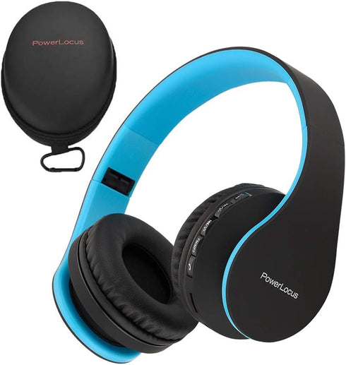 PowerLocus Wireless Bluetooth Over-Ear Stereo Foldable Headphones, Wired Headsets with Built-in Microphone for iPhone
