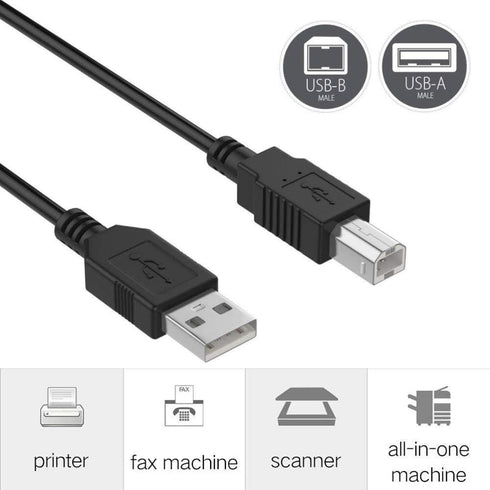 6ft 2.0 HL-2170W HL-2220 HL-2280DW USB Cable Cord Lead for Brother Printer