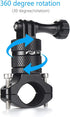 HSU Aluminum Bike Bicycle Handlebar Mount for GoPro Hero 12/11/10/9/8/7/6/5/4 Session AKASO Campark and Other Action Cameras, 360 Degrees Rotary Mountain Bike Rack Mount (Black)