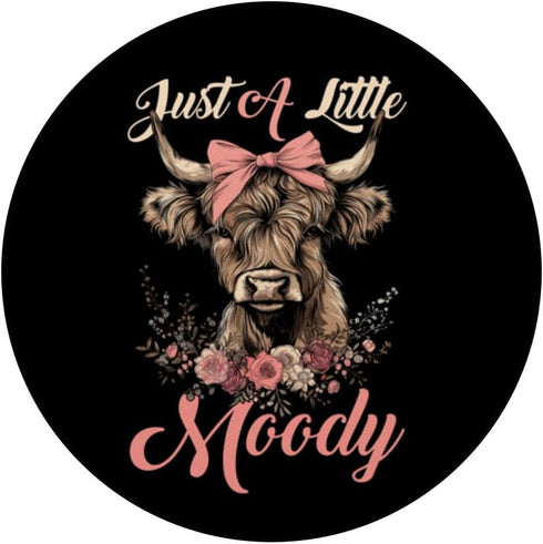 Highland Cow Just A Little Moody Flower Funny Farm PopSockets Standard PopGrip