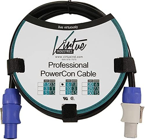 Neutrik powerCON Extension Cable, 6 Feet Long
