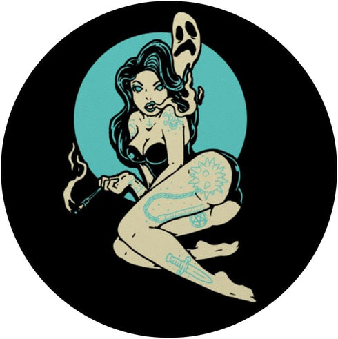 Tattooed Goth Pin-Up Girl Horror Ghost Moon Rockabilly PopSockets Standard PopGrip