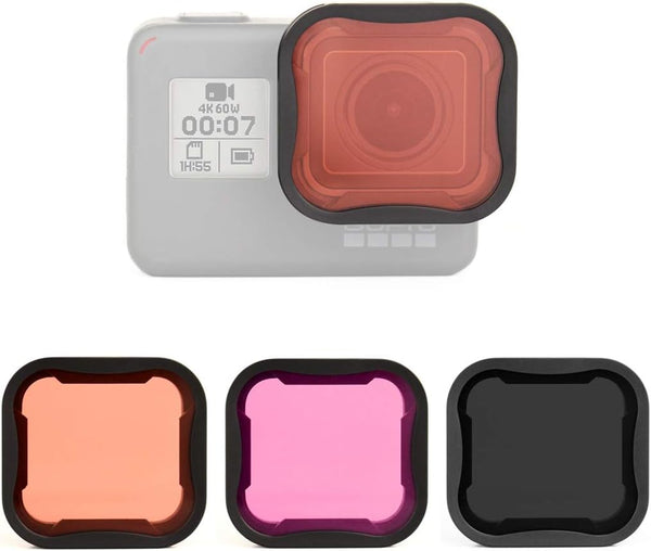 SOONSUN 3-Pack Lens Filter Red/Magenta/ND8 for GoPro Hero 5/6/7 Black, Snorkel Diving Filter and Neutral Density Lens