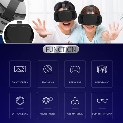 Virtual Reality VR Headset 3D Glasses, Support 4.7-7 Inch Version with Stereo Headphones for TV, Movies