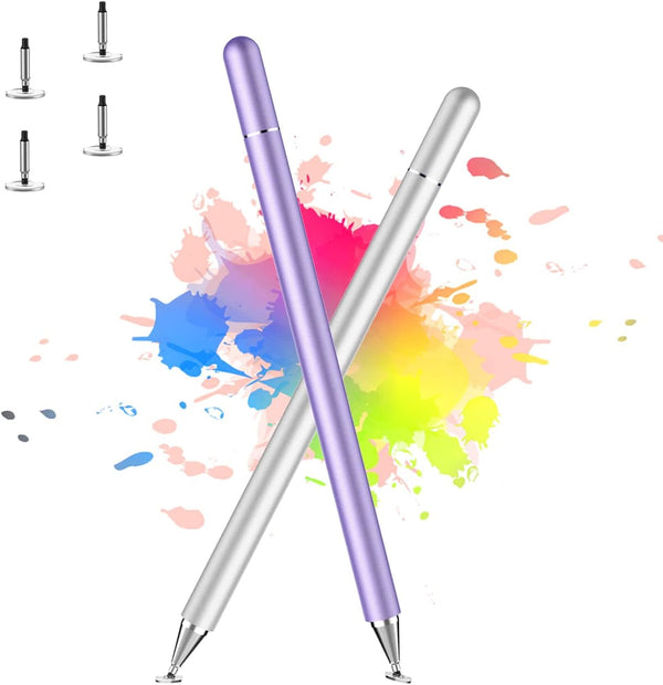 LUNTAK Stylus Pen for iPad, 2 Pcs Universal for Apple/iPhone/iPad Pro/Mini/Air/Android/Microsoft with 4 Tips (Purple &