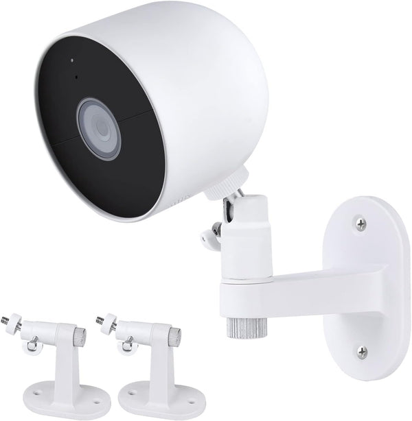 2Pack Adjustable Security Wall Mount Bracket for Google Nest Cam Outdoor/Indoor, Perfect View Angle - White