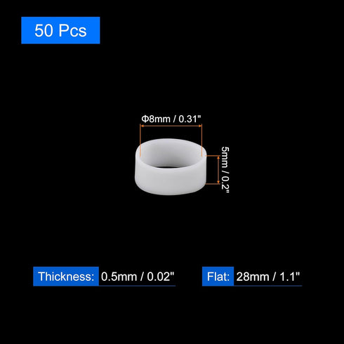 uxcell 50Pcs Silicone Rubber Bands, 8x5mm Strong Elastic Bands for Cord Wrapping, White
