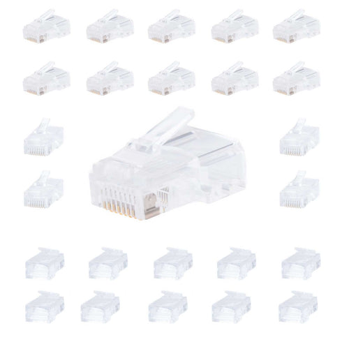 Cat5e RJ45 Modular Plugs, 8P8C UTP Ethernet Crimp Connectors, Gold-Plated Contacts (100 Pack)