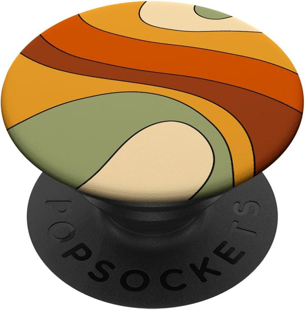 Retro Liquid Swirl Rainbow 70s Aesthetic Boho PopSockets Standard PopGrip
