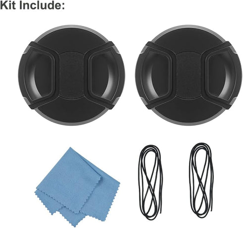 SIOTI 86mm Lens Cap, 2 Packs + 1 Cleaning Wiper, Compatible with Camera Lens & Filter Adapter Ring