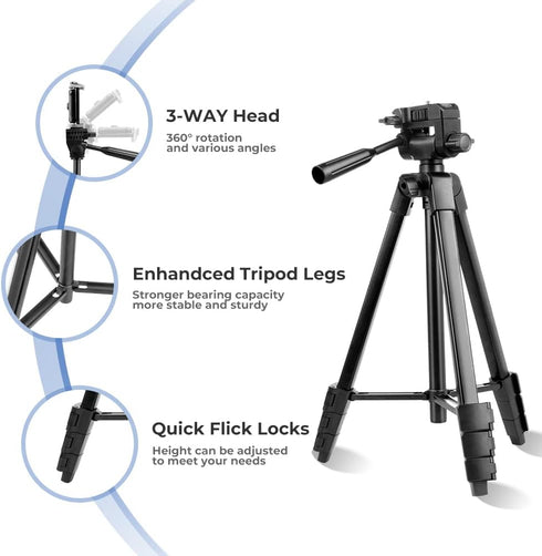 UBeesize 54'' Camera Tripod, Phone Tripod for iPhone with Bag, Travel Stand with Remote for iPhone and Cameras