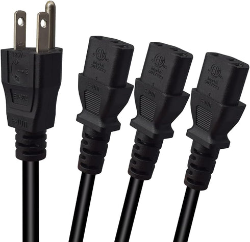 Toptekits 5-15P 3X C13 C13 3 (6ft/2m, 5-15P 3XC13) Computer Power Splitter Cord, NEMA to - Y-Cable, Power Cord Y