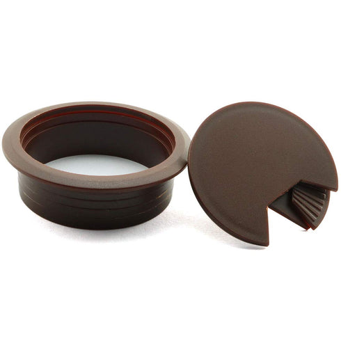 2pcs 2inch Desk Wire Cord Cable Grommets, Plastic Cover for Office PC Desk Cable Organizer (Dark Brown)