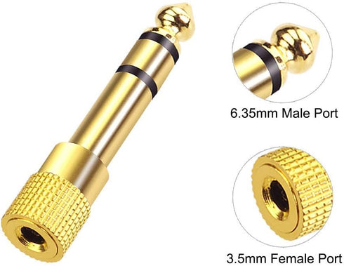 VCE 6.35mm Male to 3.5mm Female Stereo Audio Jack Adapter for Aux Cable, Guitar Amplifier, 2 Pack