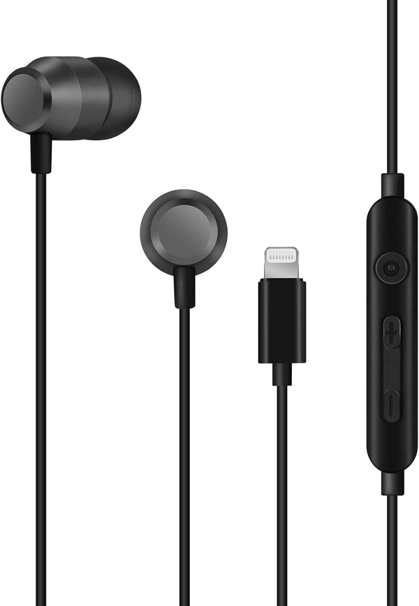 PALOVUE MFi Certified Lightning Earbuds with Microphone, Compatible with iPhone 14, 13, 12, 11 Pro Max, iPad - Metallic