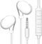 Earbud Headphones with Built-in Microphone & Volume Control, 3.5mm Jack Earphones for iPhone/iPod/iPad/MP3 (White)