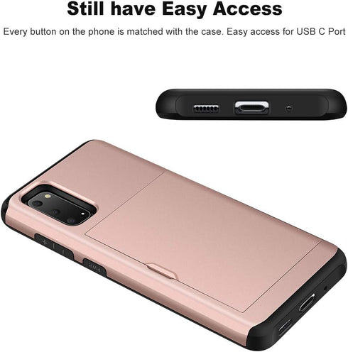 Jiunai Galaxy S20 Case, Wallet Case with Credit Card Holder, Dual Layer Rubber Cover for Samsung Galaxy S20