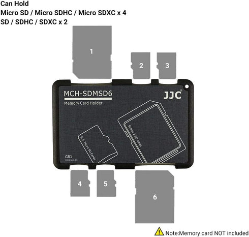 6 Slots SD Micro SD Card Case Storage Organizer, Ultra-Thin Lightweight Credit Card Size for 2 SD SDHC SDXC and 4 Micro