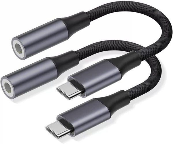 USB C to 3.5mm Headphone Jack Adapter (2 Pack), USB Type C to Aux Audio Dongle Compatible with Samsung Galaxy S22 S21