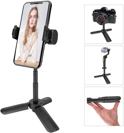 MOUNTDOG Portable Webcam Stand & Mini Tripod, Extendable Tabletop Tripod for iPhone, Camera, Samsung - Black