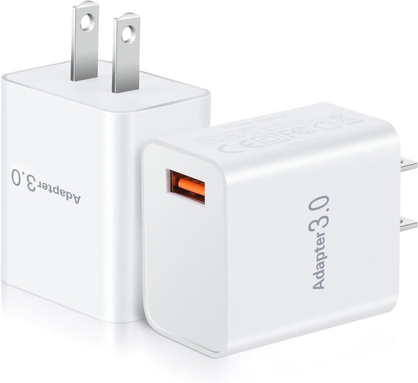 USB Wall Plug, OKRAY 2-Pack 18W Fast Charging Block, Quick Charge Power Adapter for iPhone, iPad, Samsung