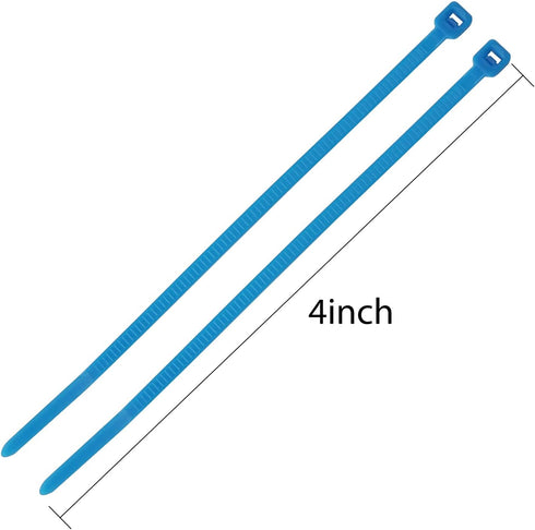 URBEST 100 Pcs Self Locking Wire Cable Zip Ties, 4 Inch Nylon Zip Tie, Blue