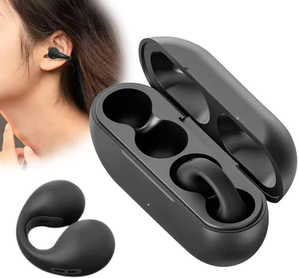 Wireless Ear Clip Skeleton Conduction Headphones, 2024 Upgrade Open Ear Bluetooth Headphones for Running and Sports,