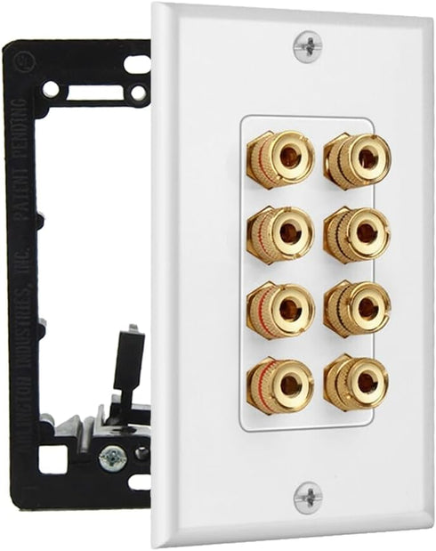 4 Setup DIYTECH Speaker Wall Plate, Home Theater Wall Plate, Gold Plated Binding Posts, for Home Theater