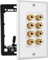 4 Setup DIYTECH Speaker Wall Plate, Home Theater Wall Plate, Gold Plated Binding Posts, for Home Theater