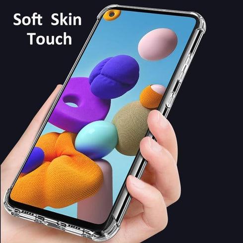 Samsung Galaxy A21S TPU Protective Cover, Transparent Soft Four Corners Case