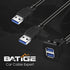 BATIGE Dual Ports Square USB 3.0 Panel Flush Mount Extension Cable for Car, Truck, Boat, 1ft
