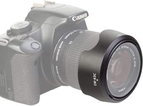 EW-63C Lens Hood for Canon Rebel T7 EF-S 18-55mm f/3.5-5.6 is STM, EOS R8 RF24-50mm F4.5-6.3 is STM