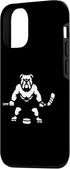 iPhone 15 White Silhouette Dog Bulldog Ice Hockey Player Case