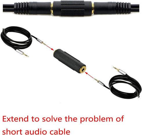 3.5mm (1/8 Inch) Stereo Jack Female to Female Adapter Connector, Gold Plated (4 Pack)