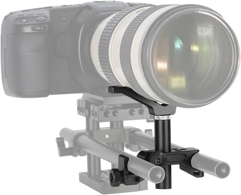 NICEYRIG 15mm LWS Rod Lens Support Y-Bracket, 64mm Vertical Adjustment for Heavy Long Lens Diameter 50mm to 140mm