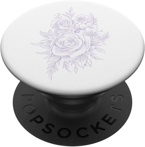 PopSockets Standard PopGrip, Light Pastel Purple White Floral