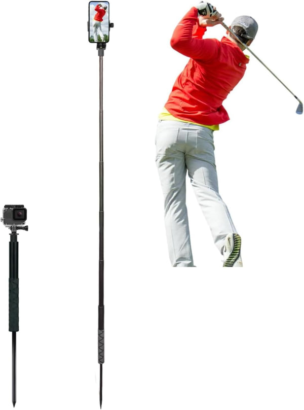YKI Golf Monopod Selfie Stick with Ground Spike Stake, Golf Swing Analyzer Phone