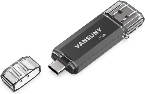 Vansuny 128GB USB C Flash Drive 2 in 1 OTG USB 3.0 + Type C Memory Stick with Keychain for Android Smartphones