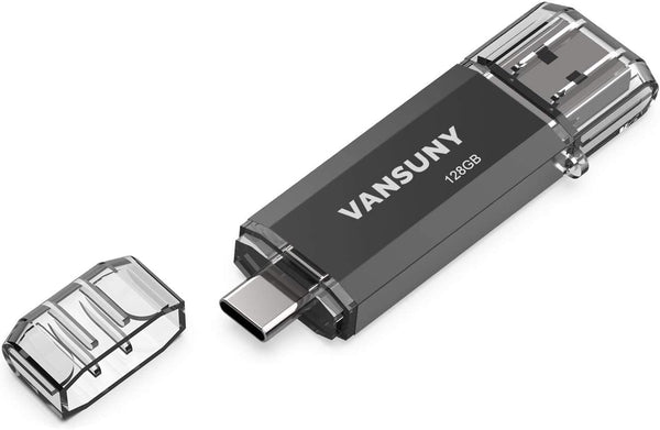 Vansuny 128GB USB C Flash Drive 2 in 1 OTG USB 3.0 + Type C Memory Stick with Keychain for Android Smartphones