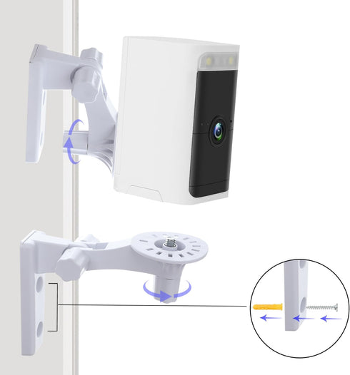 Camera Wall Mount for Wyze Battery Cam Pro, 180 Adjustable Ceiling Mounting Bracket, 2 Pack, White